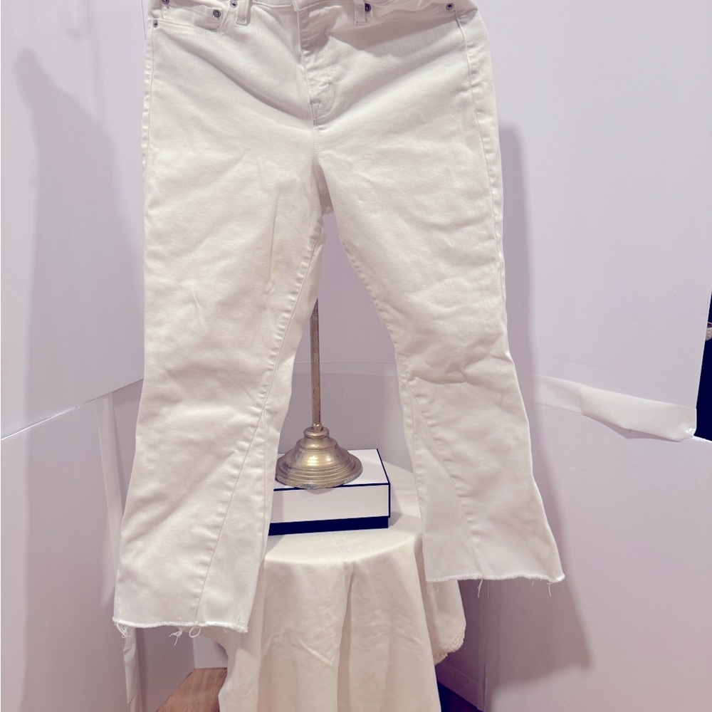 Daniel Cremieux white cropped fringed jeans size 12